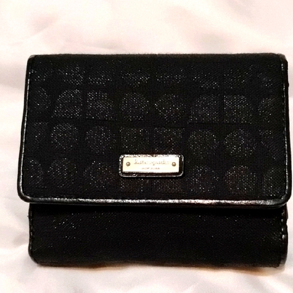 EUC💞Kate Spade Storybook Wallet! Metallic Dots & Leather! Full Sentences Inside - Picture 1 of 10